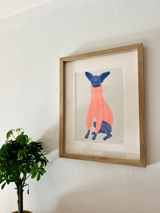 Gerahmter Kunstdruck - Hund